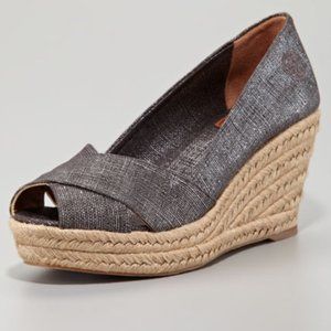 Tory Burch Filipa metallic gray espadrille wedge